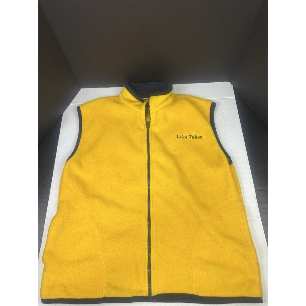 Vintage 90s Made In USA Tipsy‎ Fleece Vest Men's Size L Yellow Lake Tahoe